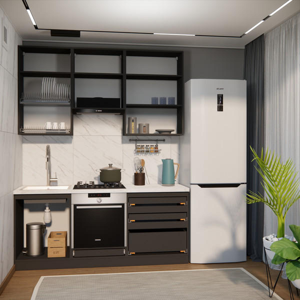 Изображение товара Кухонный гарнитур ВерсоМебель Эко Премиум 1.9 (кашемир/ст. мрамор лацио)