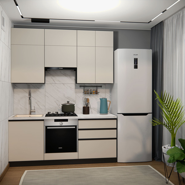 Изображение товара Кухонный гарнитур ВерсоМебель Эко Премиум 1.9 (кашемир/ст. мрамор лацио)