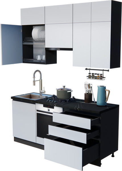 Изображение товара Кухонный гарнитур ВерсоМебель Эко Премиум 1.9 (сумеречный голубой/ст. тунис)