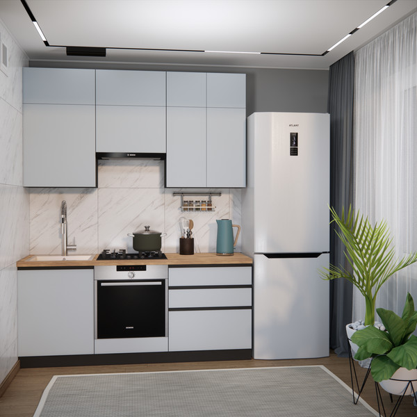 Изображение товара Кухонный гарнитур ВерсоМебель Эко Премиум 1.9 (сумеречный голубой/ст. дуб вотан)