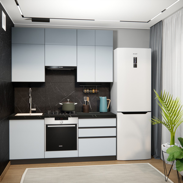 Изображение товара Кухонный гарнитур ВерсоМебель Эко Премиум 2.0 (сумеречный голубой/ст. тунис)