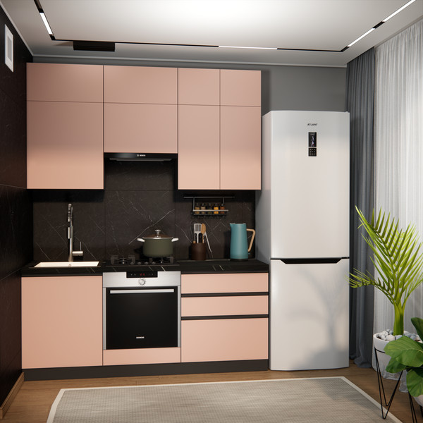 Изображение товара Кухонный гарнитур ВерсоМебель Эко Премиум 2.0 (пудровый/ст. тунис)