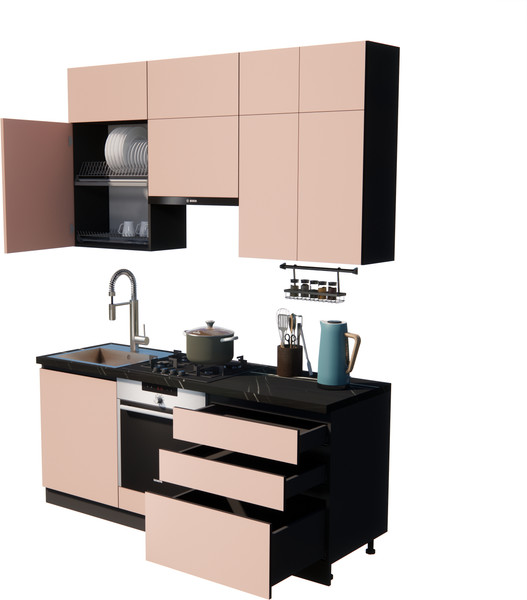 Изображение товара Кухонный гарнитур ВерсоМебель Эко Премиум 2.0 (пудровый/ст. тунис)