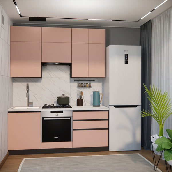 Изображение товара Кухонный гарнитур ВерсоМебель Эко Премиум 2.0 (пудровый/ст. мрамор лацио)