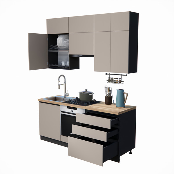 Изображение товара Кухонный гарнитур ВерсоМебель Эко Премиум 2.0 (глиняный серый/ст. дуб вотан)