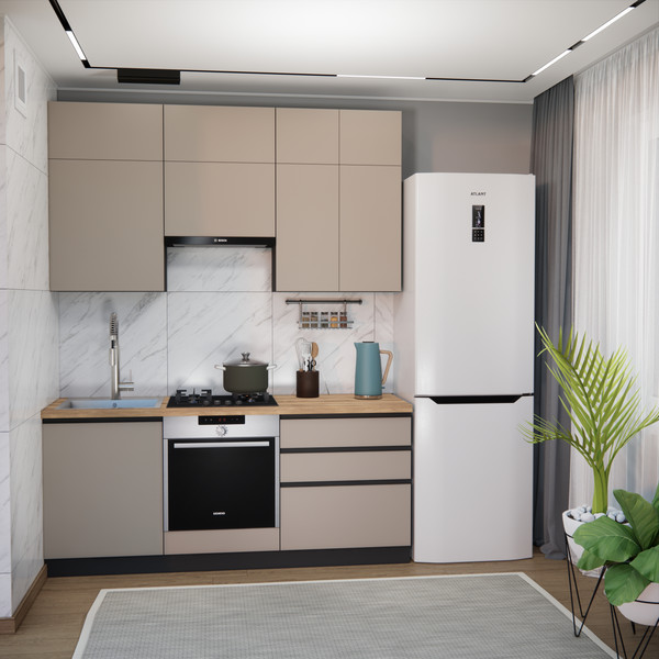 Изображение товара Кухонный гарнитур ВерсоМебель Эко Премиум 2.0 (глиняный серый/ст. дуб вотан)