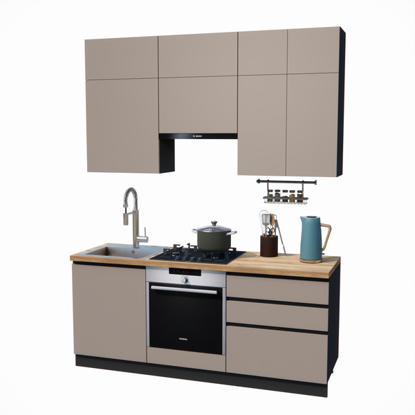Изображение товара Кухонный гарнитур ВерсоМебель Эко Премиум 2.0 (глиняный серый/ст. дуб вотан)