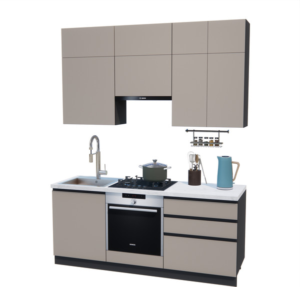 Изображение товара Кухонный гарнитур ВерсоМебель Эко Премиум 2.0 (глиняный серый/ст. мрамор лацио)