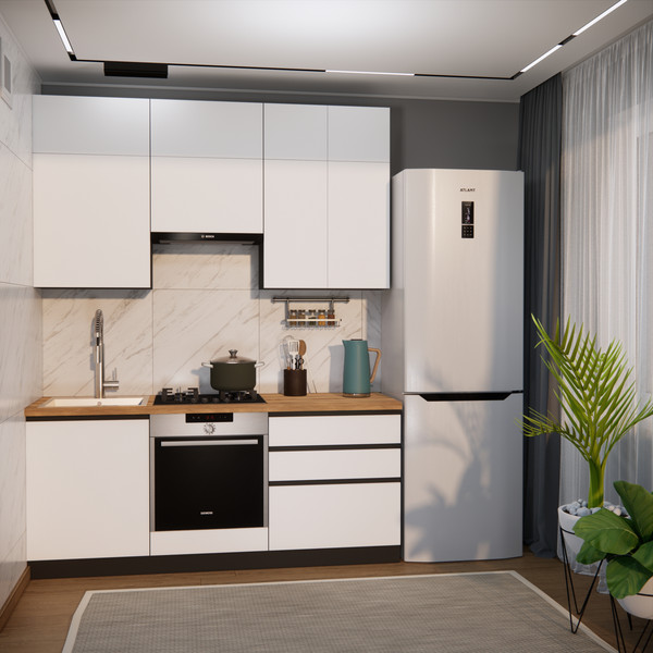 Изображение товара Кухонный гарнитур ВерсоМебель Эко Премиум 2.0 (белый фасадный/ст. дуб вотан)