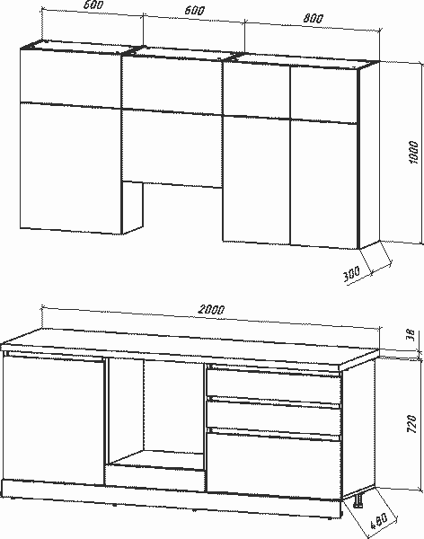 Изображение товара Кухонный гарнитур ВерсоМебель Эко Премиум 2.0 (белый фасадный/ст. дуб вотан)