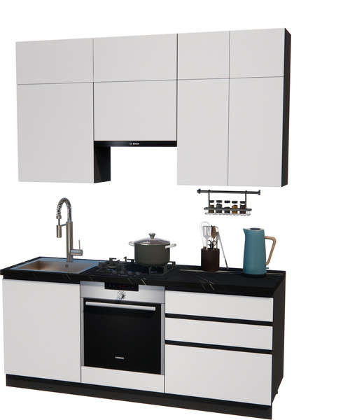 Изображение товара Кухонный гарнитур ВерсоМебель Эко Премиум 2.0 (белый фасадный/ст. тунис)