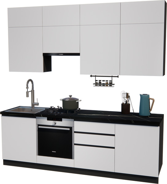 Изображение товара Кухонный гарнитур ВерсоМебель Эко Премиум 2.4 (белый фасадный/ст. тунис)