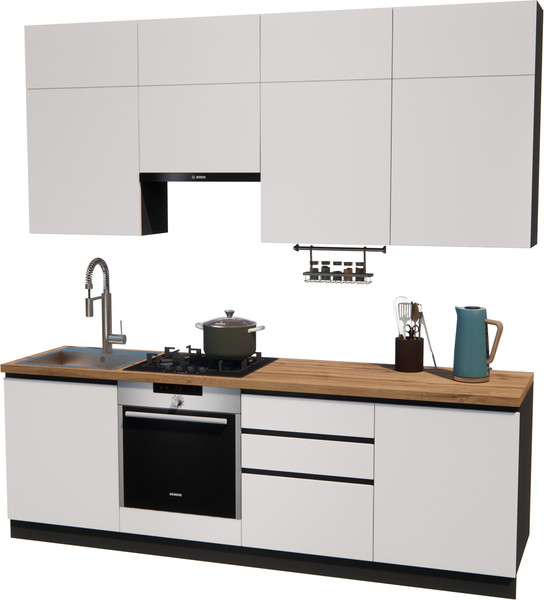 Изображение товара Кухонный гарнитур ВерсоМебель Эко Премиум 2.4 (белый фасадный/ст. дуб вотан)