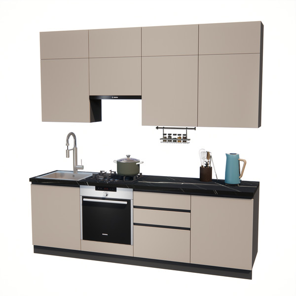 Изображение товара Кухонный гарнитур ВерсоМебель Эко Премиум 2.4 (глиняный серый/ст. тунис)