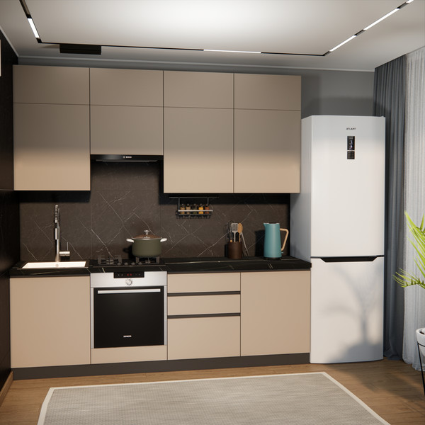 Изображение товара Кухонный гарнитур ВерсоМебель Эко Премиум 2.4 (глиняный серый/ст. тунис)