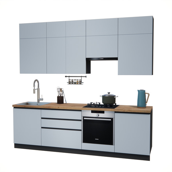 Изображение товара Кухонный гарнитур ВерсоМебель Эко Премиум 2.6 (сумеречный голубой/ст. дуб вотан)
