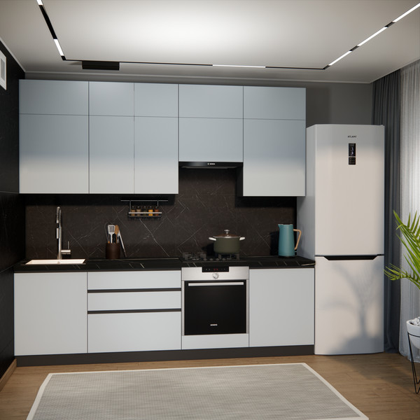 Изображение товара Кухонный гарнитур ВерсоМебель Эко Премиум 2.6 (сумеречный голубой/ст. тунис)