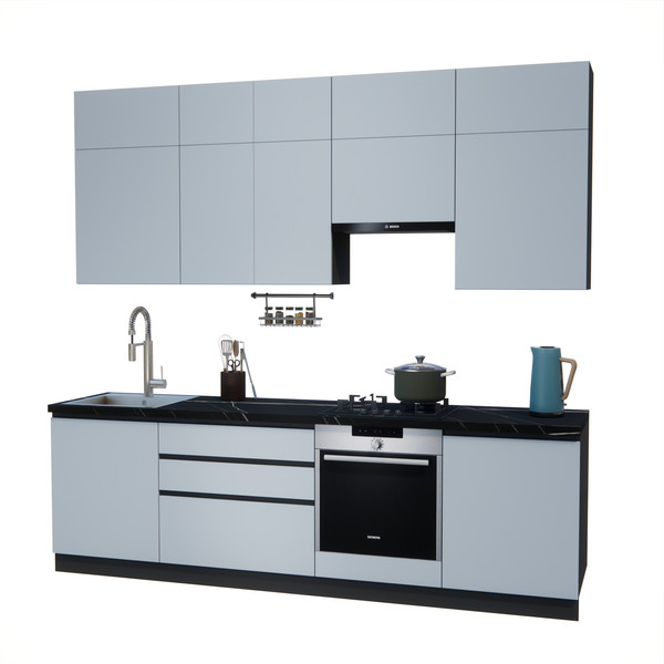 Изображение товара Кухонный гарнитур ВерсоМебель Эко Премиум 2.6 (сумеречный голубой/ст. тунис)