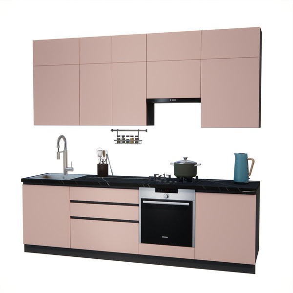 Изображение товара Кухонный гарнитур ВерсоМебель Эко Премиум 2.6 (пудровый/ст. тунис)