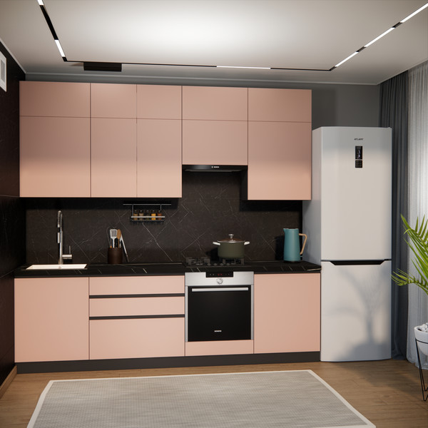 Изображение товара Кухонный гарнитур ВерсоМебель Эко Премиум 2.6 (пудровый/ст. тунис)