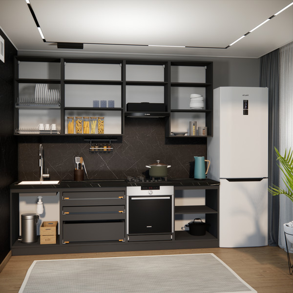 Изображение товара Кухонный гарнитур ВерсоМебель Эко Премиум 2.6 (пудровый/ст. тунис)