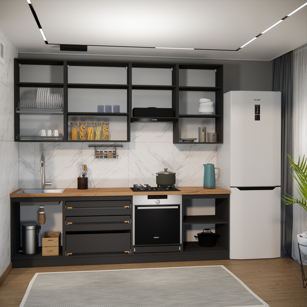 Изображение товара Кухонный гарнитур ВерсоМебель Эко Премиум 2.6 (пудровый/ст. дуб вотан)