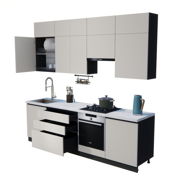 Изображение товара Кухонный гарнитур ВерсоМебель Эко Премиум 2.6 (кашемир/ст. мрамор лацио)