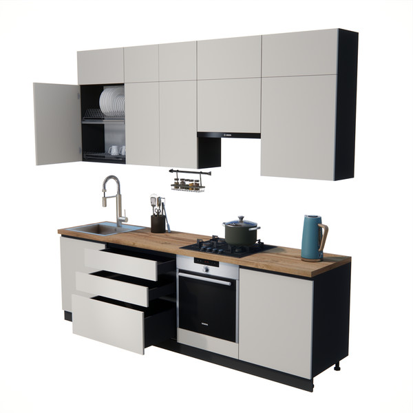 Изображение товара Кухонный гарнитур ВерсоМебель Эко Премиум 2.6 (кашемир/ст. дуб вотан)