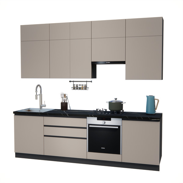 Изображение товара Кухонный гарнитур ВерсоМебель Эко Премиум 2.6 (глиняный серый/ст. тунис)