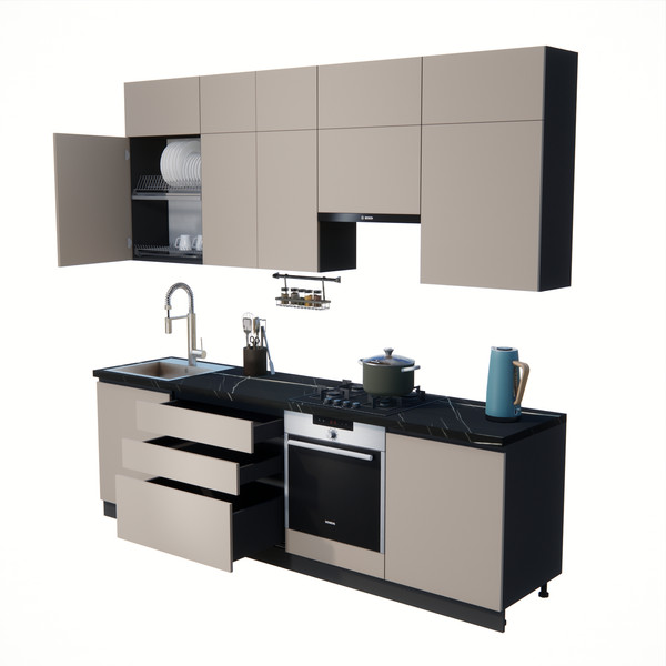 Изображение товара Кухонный гарнитур ВерсоМебель Эко Премиум 2.6 (глиняный серый/ст. тунис)