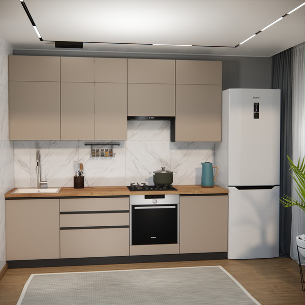 Изображение товара Кухонный гарнитур ВерсоМебель Эко Премиум 2.6 (глиняный серый/ст. дуб вотан)