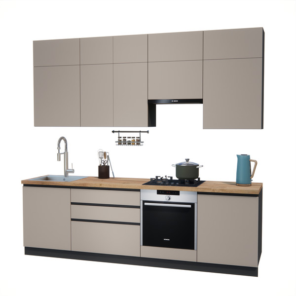 Изображение товара Кухонный гарнитур ВерсоМебель Эко Премиум 2.6 (глиняный серый/ст. дуб вотан)
