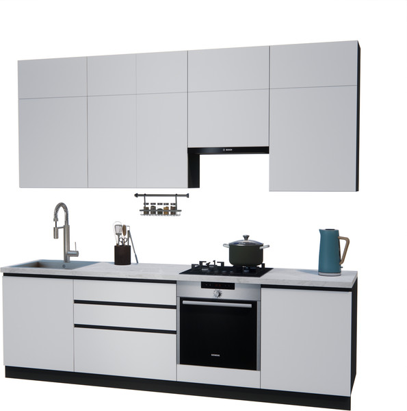 Изображение товара Кухонный гарнитур ВерсоМебель Эко Премиум 2.6 (белый фасадный/ст. мрамор лацио)