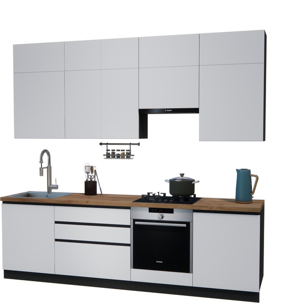 Изображение товара Кухонный гарнитур ВерсоМебель Эко Премиум 2.6 (белый фасадный/ст. дуб вотан)