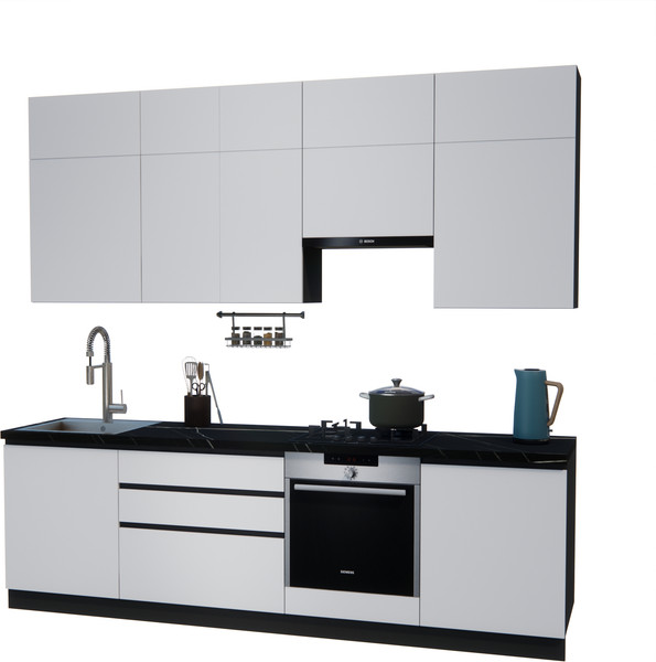 Изображение товара Кухонный гарнитур ВерсоМебель Эко Премиум 2.6 (белый фасадный/ст. тунис)