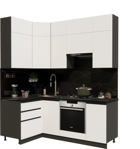 Изображение товара Кухонный гарнитур ВерсоМебель Эко Премиум 1.2x2.0 левая (белый фасадный/ст. тунис)