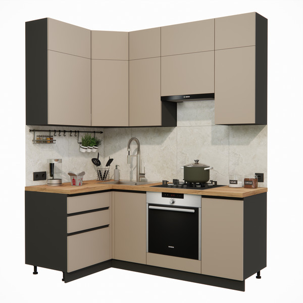 Изображение товара Кухонный гарнитур ВерсоМебель Эко Премиум 1.2x2.0 левая (глиняный серый/ст. дуб вотан)