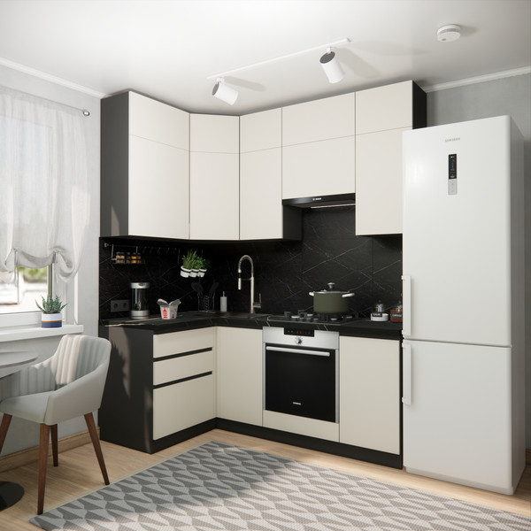 Изображение товара Кухонный гарнитур ВерсоМебель Эко Премиум 1.2x2.0 левая (кашемир/ст. тунис)