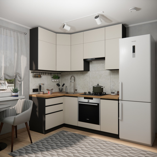 Изображение товара Кухонный гарнитур ВерсоМебель Эко Премиум 1.2x2.0 левая (кашемир/ст. дуб вотан)