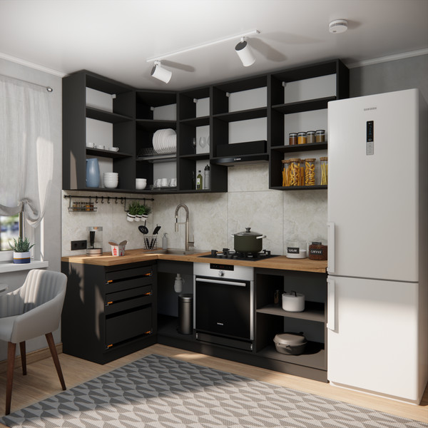 Изображение товара Кухонный гарнитур ВерсоМебель Эко Премиум 1.2x2.0 левая (пудровый/ст. дуб вотан)