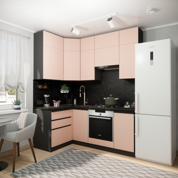 Изображение товара Кухонный гарнитур ВерсоМебель Эко Премиум 1.2x2.0 левая (пудровый/ст. тунис)