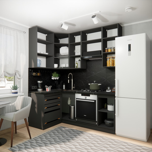 Изображение товара Кухонный гарнитур ВерсоМебель Эко Премиум 1.2x2.0 левая (сумеречный голубой/ст. тунис)