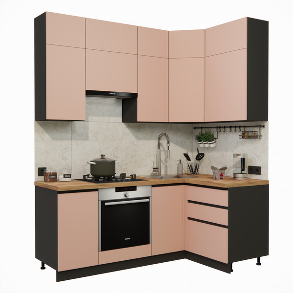 Изображение товара Кухонный гарнитур ВерсоМебель Эко Премиум 1.2x2.0 правая (пудровый/ст. дуб вотан)