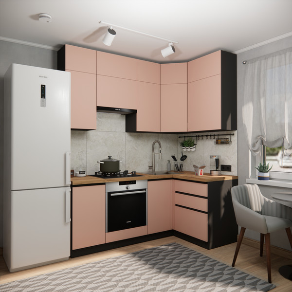 Изображение товара Кухонный гарнитур ВерсоМебель Эко Премиум 1.2x2.0 правая (пудровый/ст. дуб вотан)