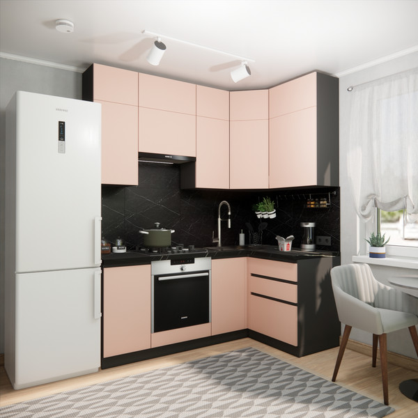 Изображение товара Кухонный гарнитур ВерсоМебель Эко Премиум 1.2x2.0 правая (пудровый/ст. тунис)