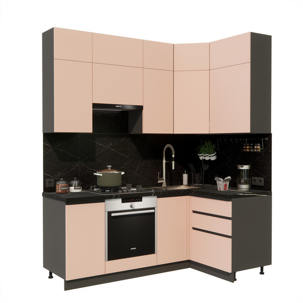 Изображение товара Кухонный гарнитур ВерсоМебель Эко Премиум 1.2x2.0 правая (пудровый/ст. тунис)