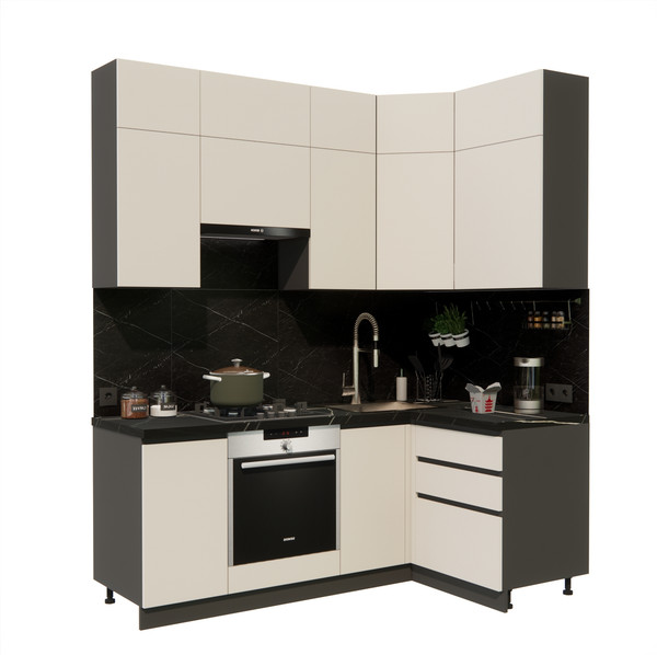 Изображение товара Кухонный гарнитур ВерсоМебель Эко Премиум 1.2x2.0 правая (кашемир/ст. тунис)