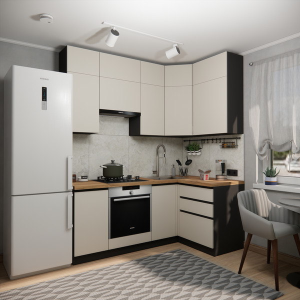 Изображение товара Кухонный гарнитур ВерсоМебель Эко Премиум 1.2x2.0 правая (кашемир/ст. дуб вотан)