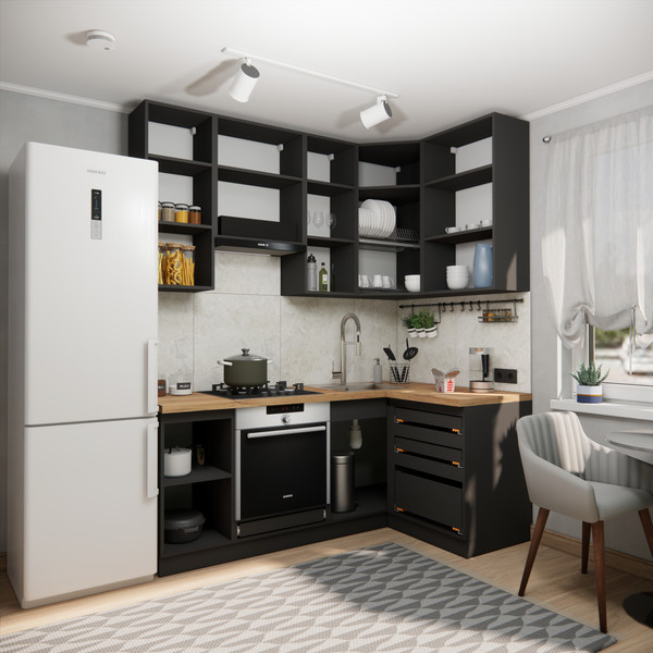 Изображение товара Кухонный гарнитур ВерсоМебель Эко Премиум 1.2x2.0 правая (кашемир/ст. дуб вотан)