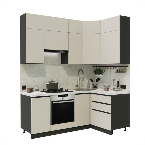 Изображение товара Кухонный гарнитур ВерсоМебель Эко Премиум 1.2x2.0 правая (кашемир/ст. мрамор лацио)